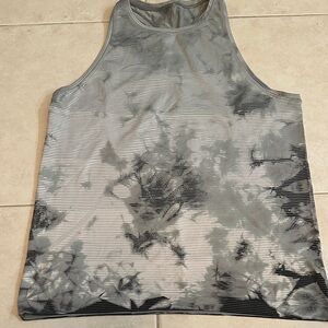 Peloton Lululemon Gray and Black Tie-Dye Tank Top Large